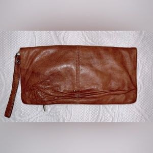 Junior Drake cognac leather clutch
